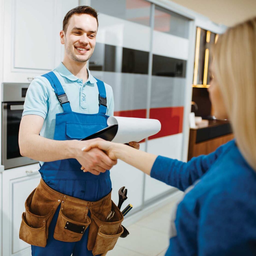 Man and woman shaking hands