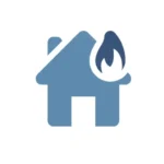 Fire damage on a house icon
