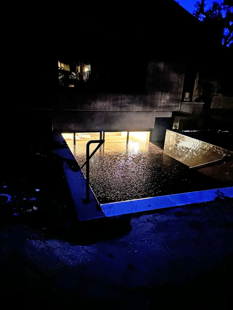 Water damaged room at the start of water damage restoration project