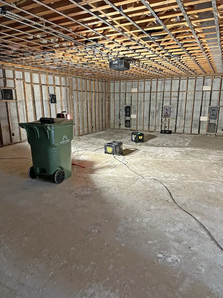 Water damaged room after water damage restoration